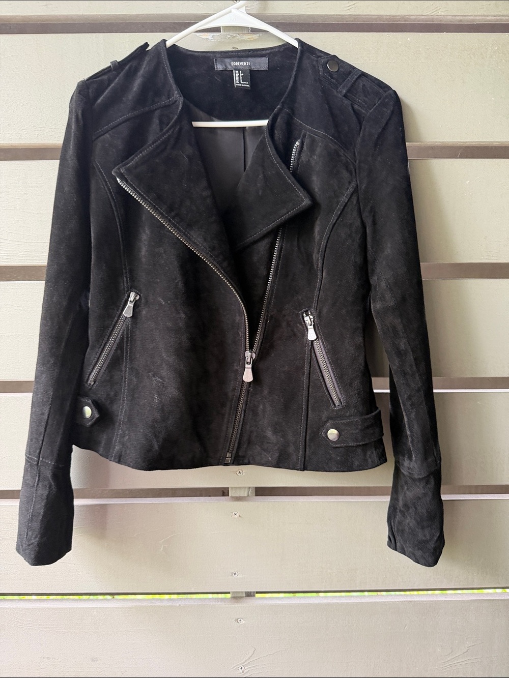Forever 21 Black Suede Asymmetrical Moto Jacket